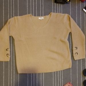 Oversize Knit Sweater with Loop Sleeve Detail